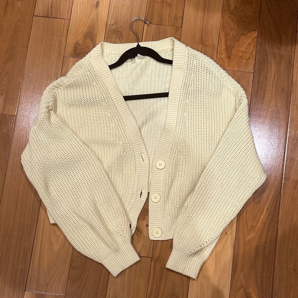 Divided Cream Button-Up Cardigan